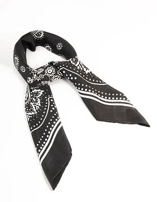 Classic Black  Fabric Paisley Scarf