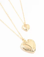 Gold Filigree Locket Necklaces 2-Pack