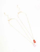 Gold Acrylic Gummy Bear Necklaces 2-Pack