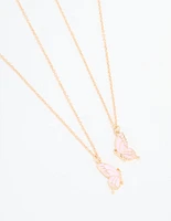 Pink Butterfly Gold Necklaces 2-Pack