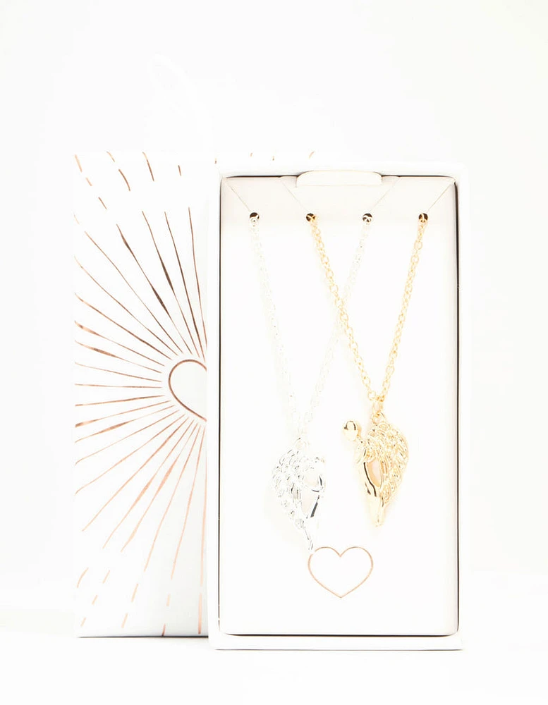 Mixed Metals Angel Necklaces 2-Pack