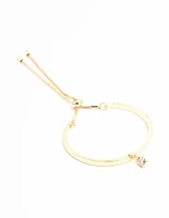 Gold Solitaire Diamante Gold Toggle Bracelet