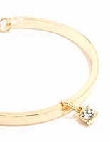 Gold Solitaire Diamante Gold Toggle Bracelet