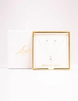 Silver Plated Rectangle Necklace & Stud Earrings Set