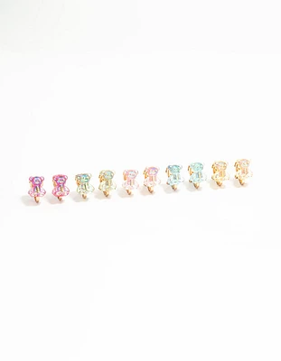 Gummy Bear Gold Clip On Earrings 5-Pack