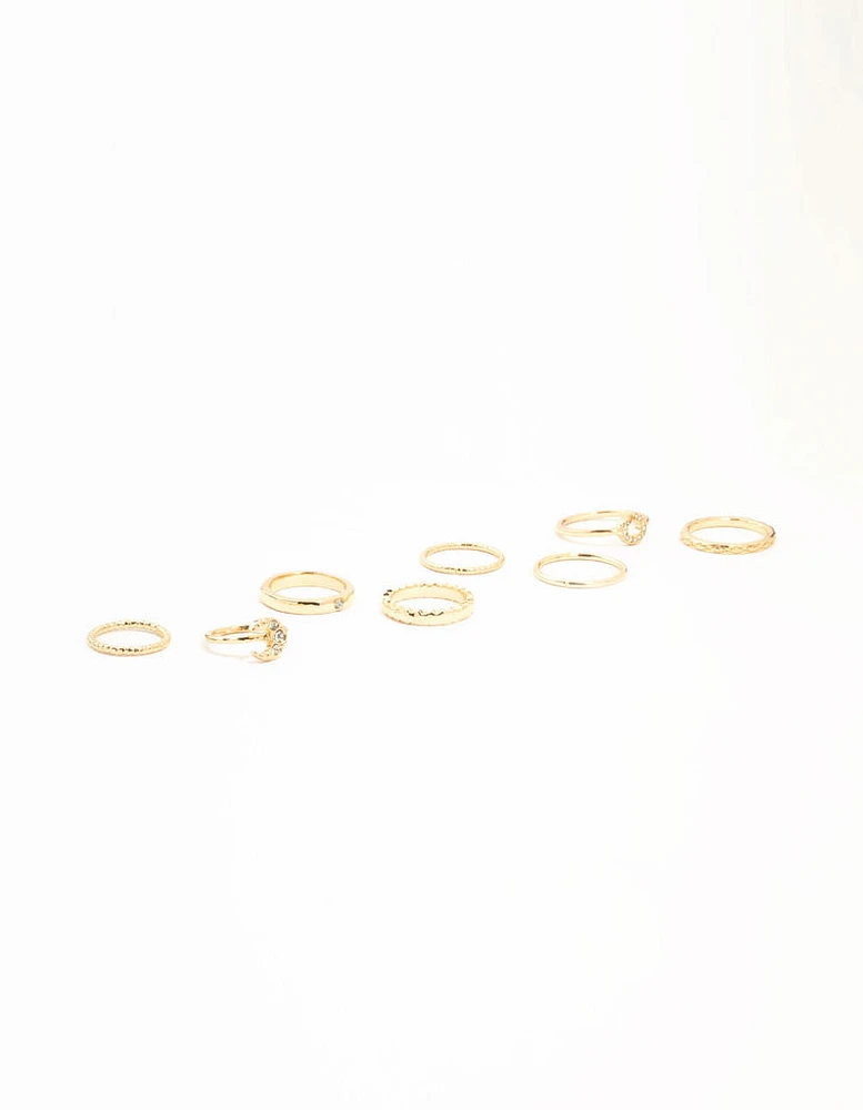 Gold Celestial & Sleek Mixed Rings 8-Pack