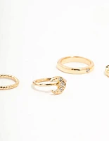 Gold Celestial & Sleek Mixed Rings 8-Pack