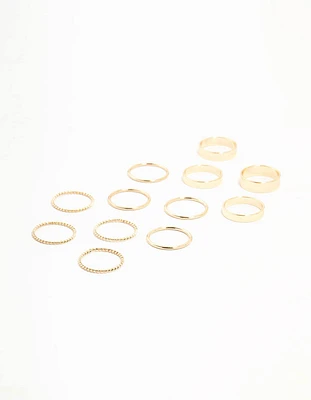 Gold Thick & Simple Rings 12-Pack