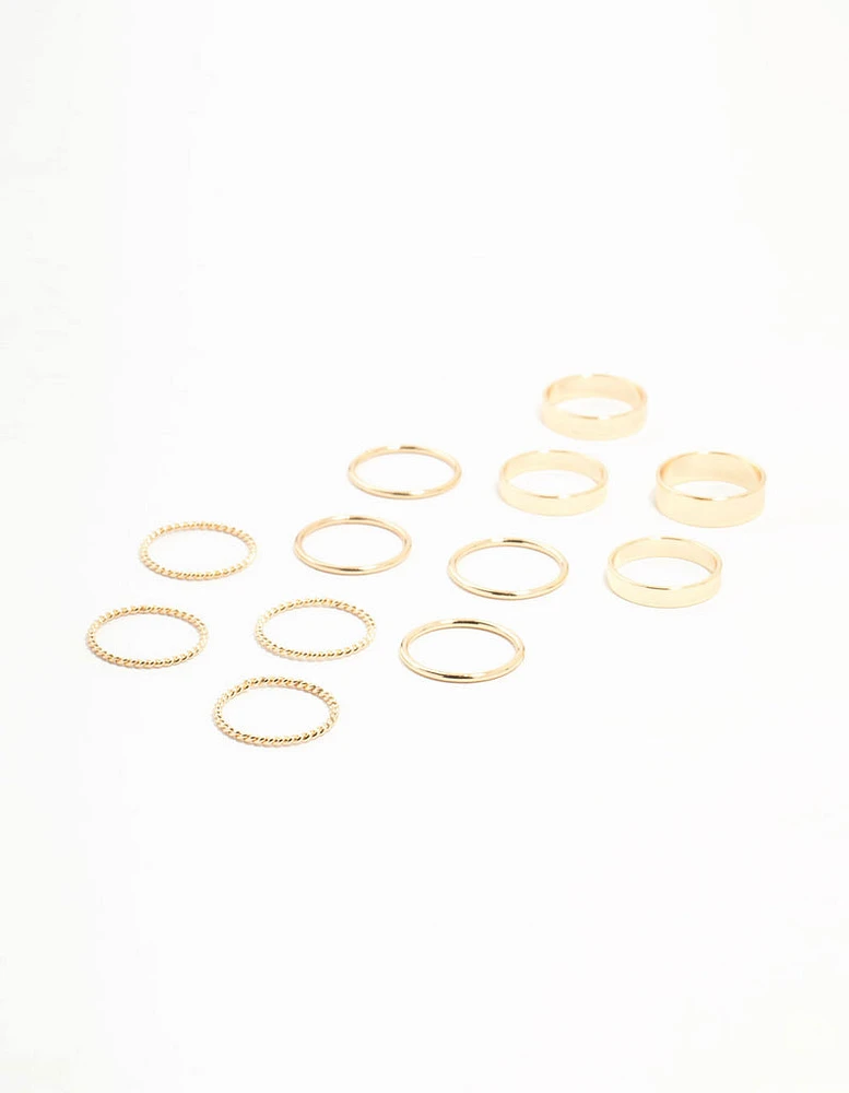 Gold Thick & Simple Rings 12-Pack