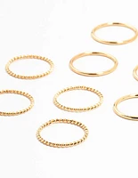Gold Thick & Simple Rings 12-Pack