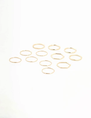 Gold Thin & Simple Rings 12-Pack