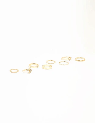Gold Celestial & Sleek Mixed Rings 8-Pack