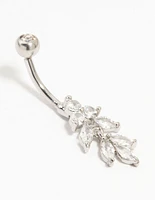 Titanium Marquise Diamante Drop Belly Bar