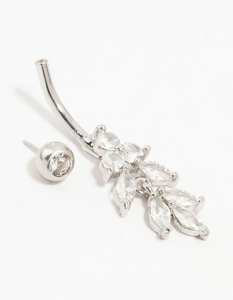 Titanium Marquise Diamante Drop Belly Bar