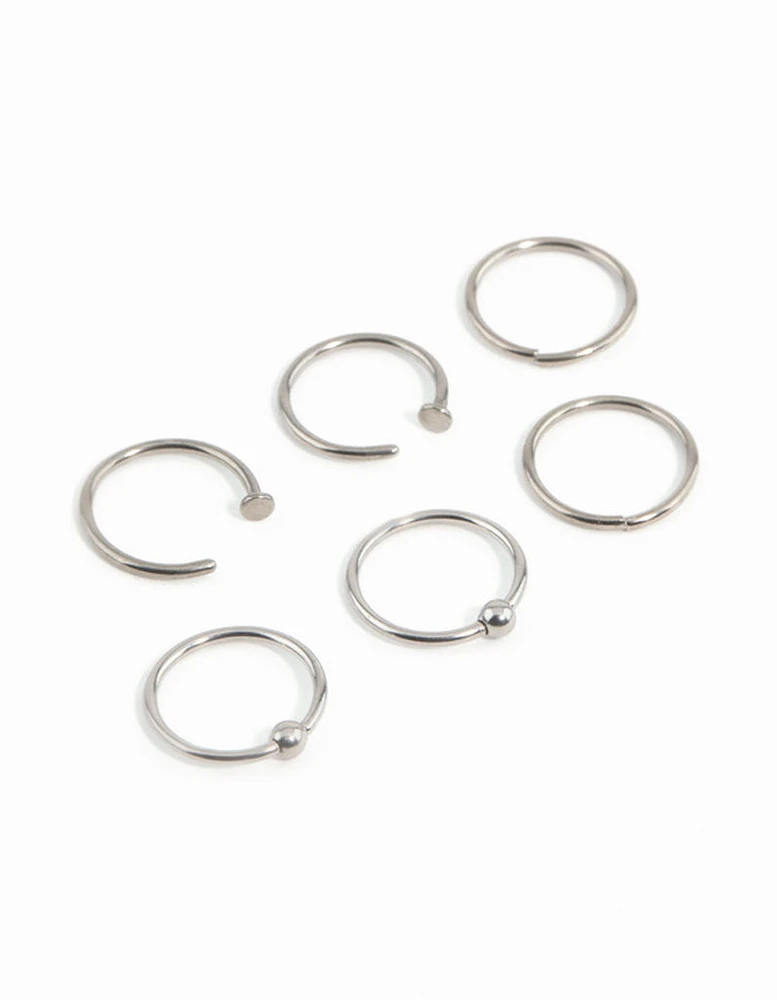 Titanium Nose Rings 6-Pack