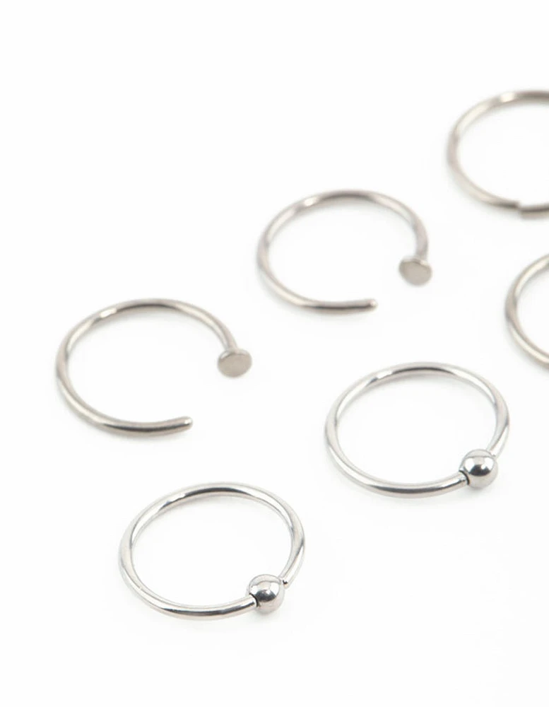 Titanium Nose Rings 6-Pack