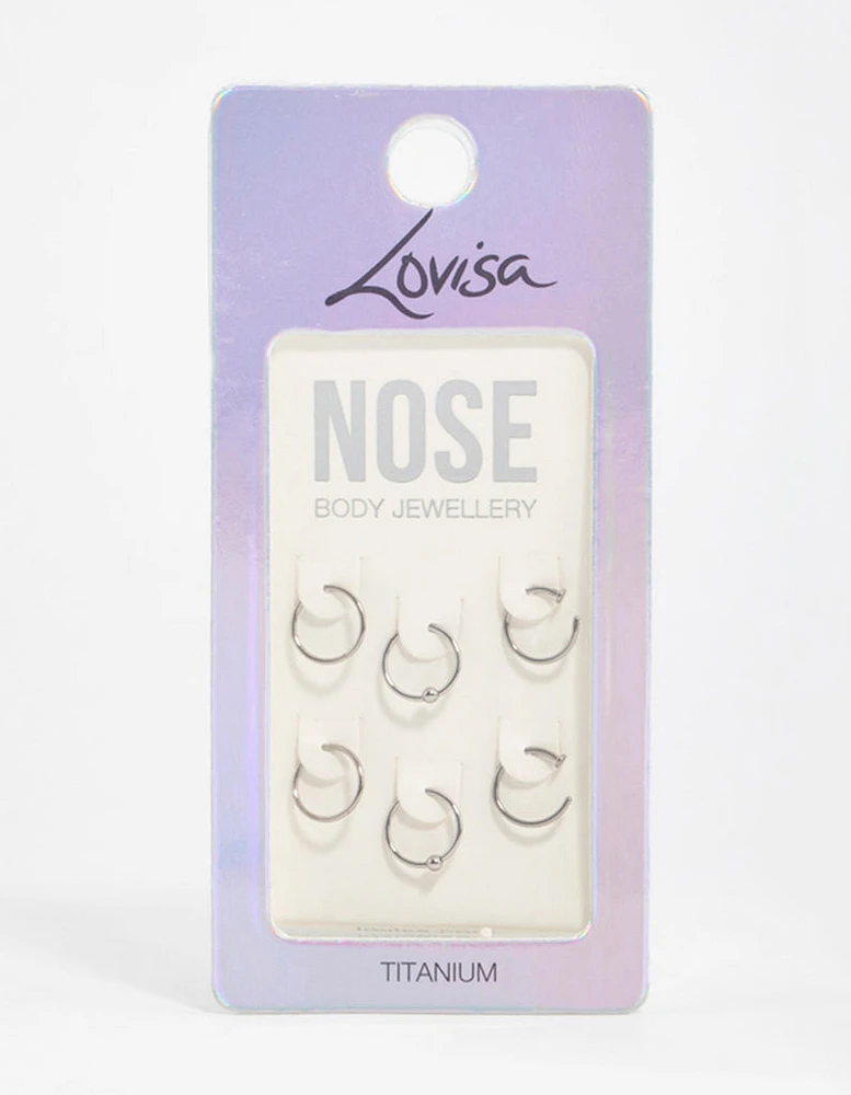 Titanium Nose Rings 6-Pack