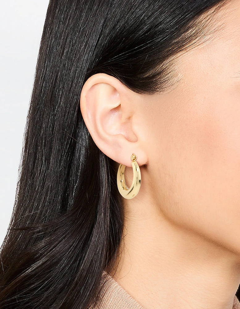 Gold Plated Large Smooth Chunky Hoop Earrings