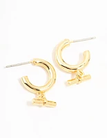 Gift Gold & Silver Plated Classic T Bar Hoop Earrings 2-Pack