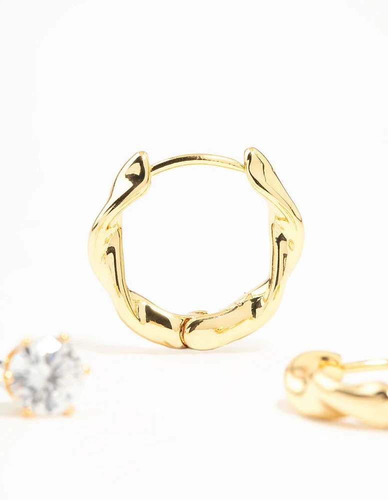 Gold Plated Twisted Hoop & Stud Earrings 3-Pack