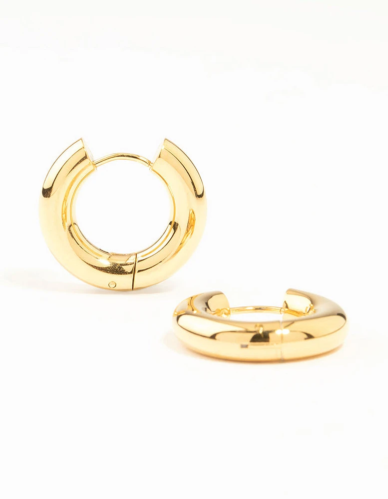 Waterproof Gold Plated Stainless Steel Small Chunky Huggie Earrings