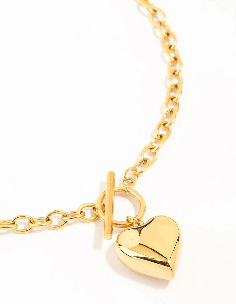 Waterproof Gold Plated Stainless Steel Chubby Heart Necklace