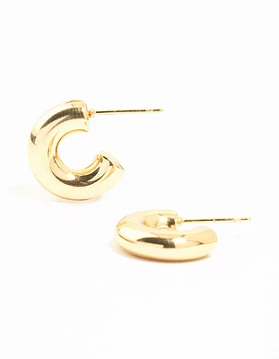 Waterproof Gold Plated Stainless Steel Chubby C Shaped Hoop Earrings