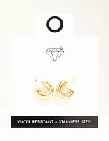 Waterproof Gold Plated Stainless Steel Hoop Earrings