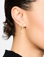 Waterproof Gold Plated Stainless Steel Oblong Hoop Earrings