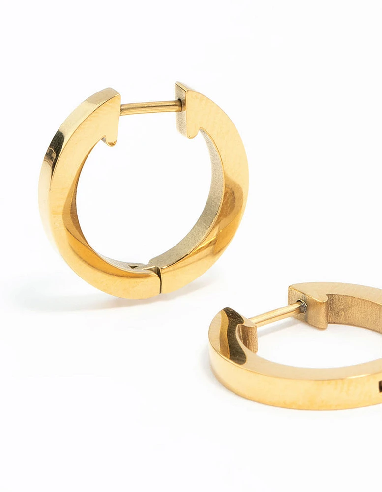 Waterproof Gold Plated Stainless Steel Basic Clicker Hoop Earrings