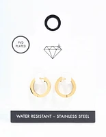 Waterproof Gold Plated Stainless Steel Basic Clicker Hoop Earrings