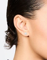 Sterling Silver Cushion Cut Diamante Stud Earrings