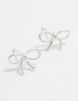 Sterling Silver Textured Bow Stud Earrings