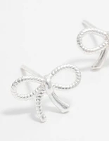 Sterling Silver Textured Bow Stud Earrings