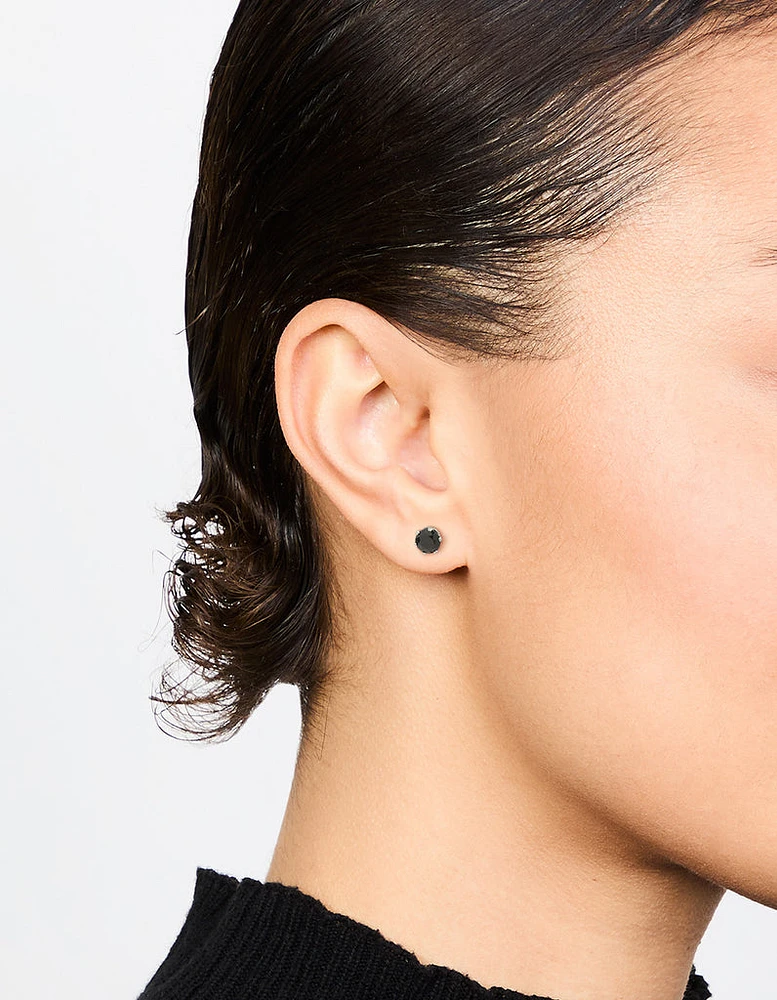 Waterproof Black Diamante Stainless Steel  Stud Earrings