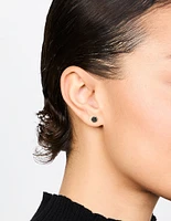 Waterproof Black Diamante Stainless Steel  Stud Earrings