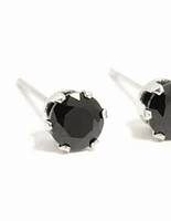 Waterproof Black Diamante Stainless Steel  Stud Earrings