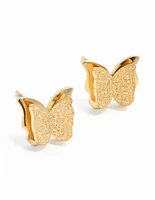 Waterproof Gold Plated Stainless Steel Butterfly Stud Earrings