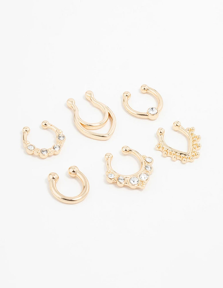 Gold Plated Double Leaf Septum Rings 6-Pack