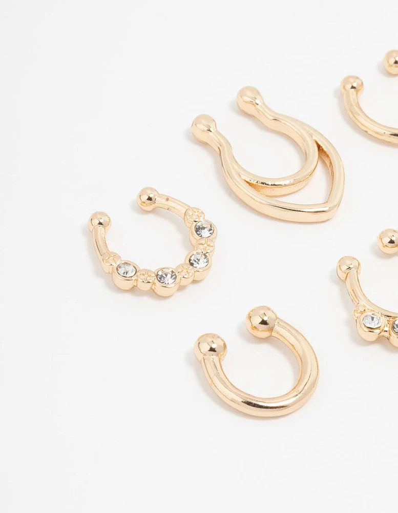 Gold Plated Double Leaf Septum Rings 6-Pack