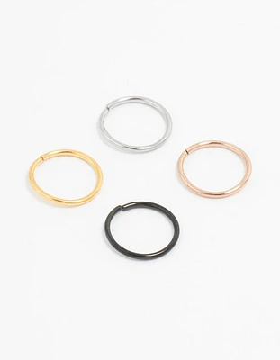 Plain Surgical Steel Nose Rings 4-Pack