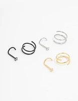 Mixed Surgical Steel  Nose Ring & Stud 6-Pack