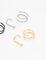 Mixed Surgical Steel  Nose Ring & Stud 6-Pack