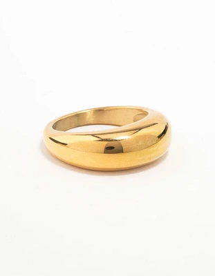 Waterproof Gold Plated Stainless Steel Rounded Band Ring