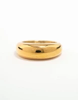 Waterproof Gold Plated Stainless Steel Rounded Band Ring