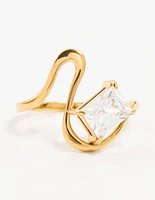 Waterproof Gold Plated Stainless Steel Wavy Statement Ring