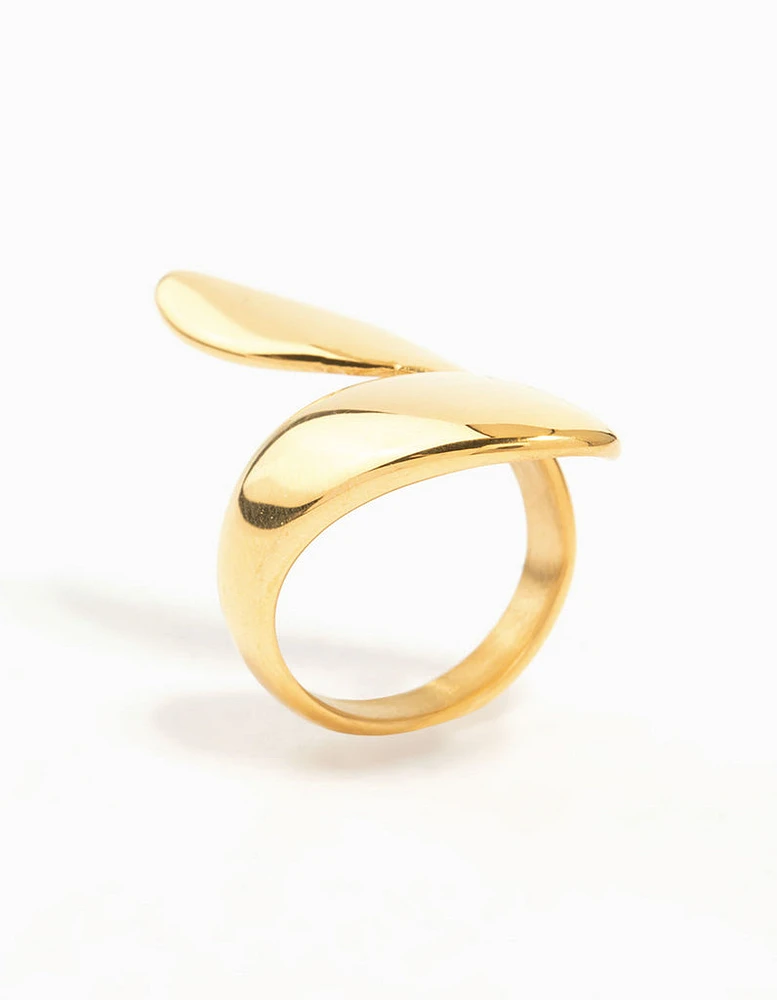 Waterproof Gold Plated Stainless Steel Elongated Wrapped Ring