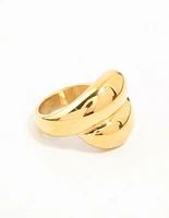 Waterproof Gold Plated Stainless Steel Puffy Stacked Ring