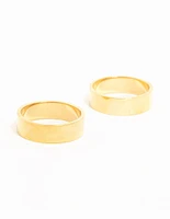 Waterproof Gold Plated Stainless Steel Cigar Band Rings 2-Pack