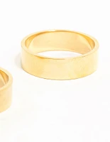 Waterproof Gold Plated Stainless Steel Cigar Band Rings 2-Pack